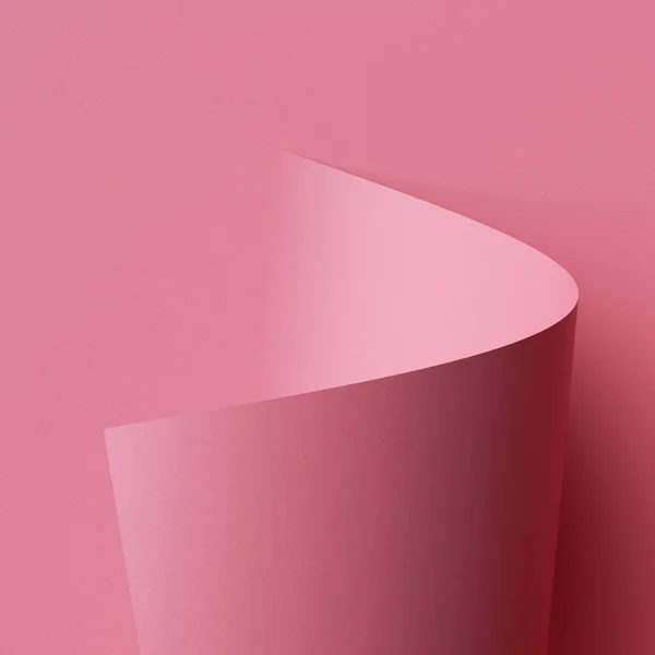 3D渲染 带粉红色纸卷的抽象背景 页面卷曲 — 图库照片