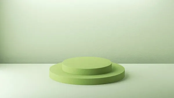 Renderer Abstrakter Grüner Hintergrund Mit Leerer Runder Bühne Minimale Schaufensterszene — Stockfoto