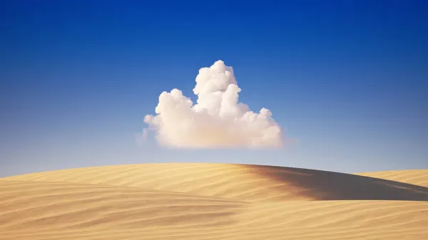 Rendering Sfondo Paesaggio Realistico Con Dune Sabbia Nuvole Bianche Cielo — Foto Stock