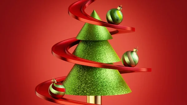 Resa Palline Vetro Natale Ornamenti Rotolando Lungo Strada Serpentina Isolato — Foto Stock