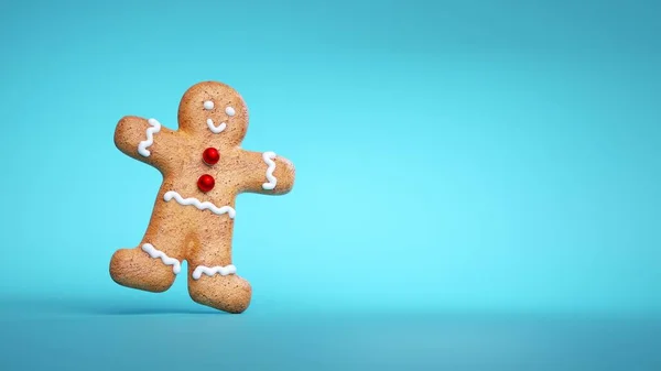 Boyutlu Kurabiye Zencefilli Kurabiye Kremayla Süslenmiş Fırında Bisküvi Geleneksel Noel — Stok fotoğraf