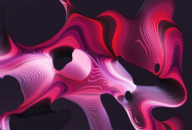 3D görüntüleme, soyut arkaplan Renkli kırmızı pembe düz şekilli