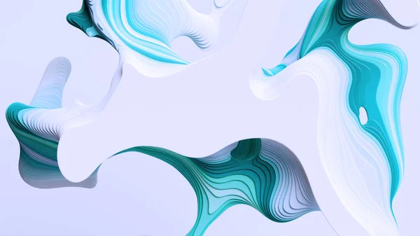 Renderização Abstrato Volumétrico Fundo Azul Branco Com Formas Curvas Planas — Fotografia de Stock