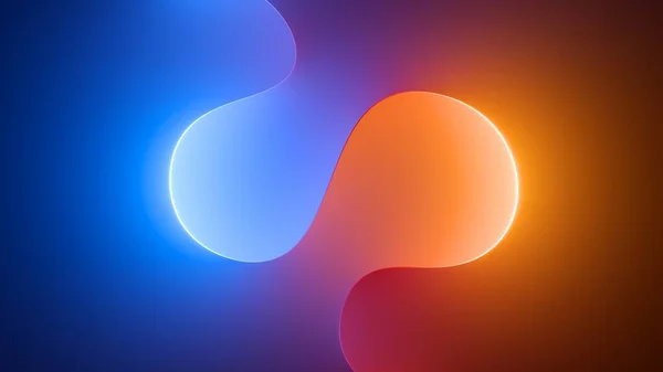 Rendu Fond Géométrique Abstrait Illuminé Lumière Bleu Orange Néon Ligne — Photo