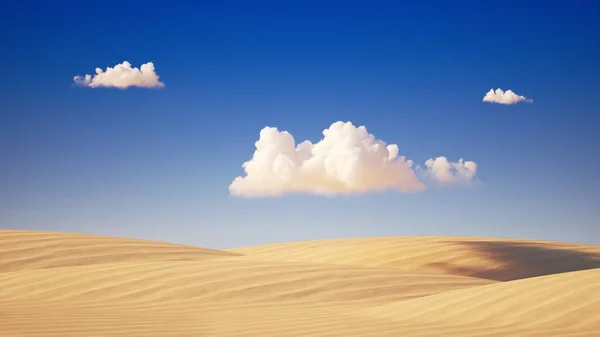 Weergave Woestijn Achtergrond Panoramisch Uitzicht Realistisch Landschap Met Witte Wolken — Stockfoto