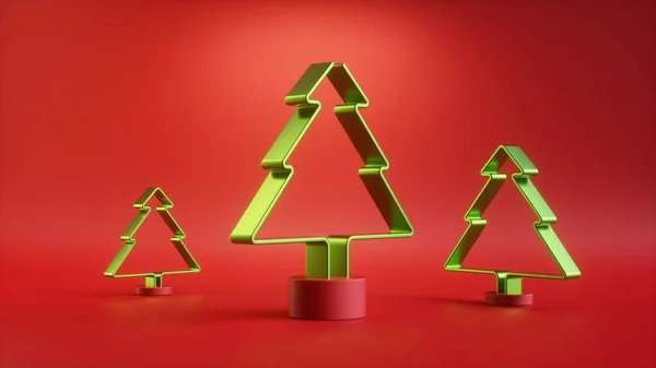 Rendere Natale Moderna Carta Parati Minimale Abete Geometrico Decorativo Verde — Foto Stock