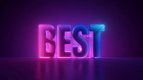 Render Neon Word Best Glowing Ultraviolet Light — Stock Photo, Image