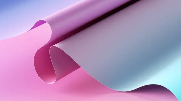 Renderização Pastel Abstrato Fundo Azul Rosa Com Rolo Papel Dobrado — Fotografia de Stock