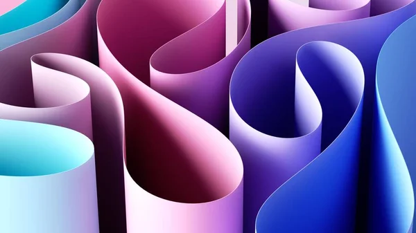 Renderização Pastel Abstrato Fundo Azul Rosa Com Rolo Papel Dobrado — Fotografia de Stock