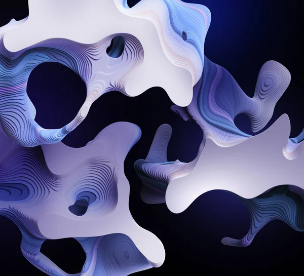 3Dレンダリング ボリュームのある液体の形をした抽象的な珍しい青の白い背景 現代の壁紙 — ストック写真