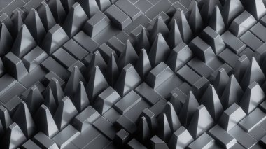 Endüstriyel dokusu ve modern teknolojik duvar kağıdıyla üç boyutlu, soyut geometrik arkaplan
