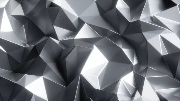 Render Crystallized Background Shiny Silver Metallic Texture Abstract Faceted Wallpaper — Stock Photo, Image