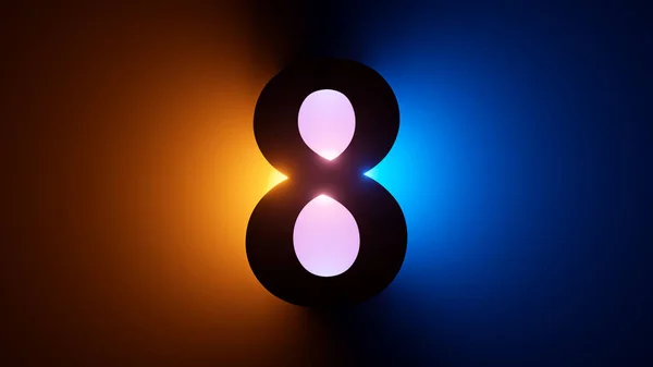 Render Número Oito Silhueta Símbolo Matemática Digital Iluminado Com Luz — Fotografia de Stock