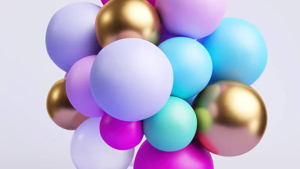 Rendering Abstract Minimal Background Colorful Balls Stuck Together Assorted Mixed — Stock Photo, Image