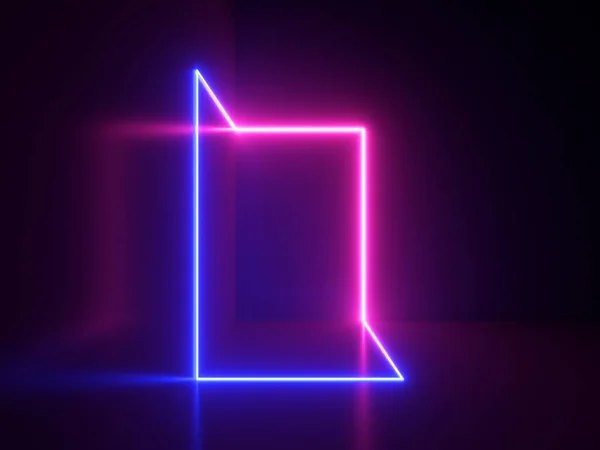 Render Absztrakt Háttér Minimális Geometriai Alakja Világít Rózsaszín Kék Neon — Stock Fotó