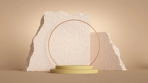 Görüntüleme Soyut Modern Minimal Pastel Arka Plan Boş Podyum Altın — Stok fotoğraf