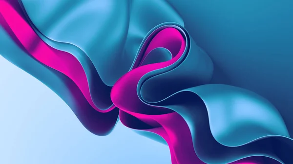 Рендеринг Абстрактний Сучасний Мінімальний Синьо Рожевий Фон Складеною Тканиною Макрос — стокове фото