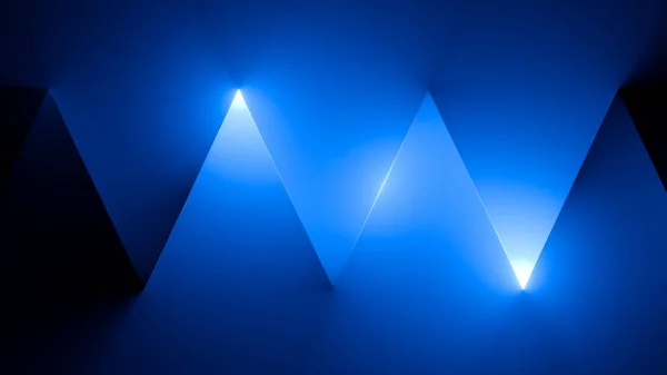 Rendu Fond Bleu Abstrait Avec Des Lignes Zigzag Lumineux Éclairés — Photo