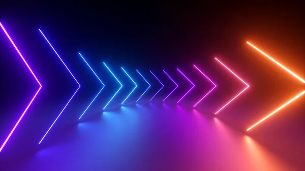 Render Abstract Geometric Background Colorful Arrows Glowing Neon Light — Stock Photo, Image