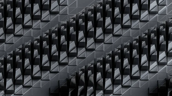 Render Absztrakt Fekete Geometriai Háttér Ipari Textúra Modern Tapéta — Stock Fotó