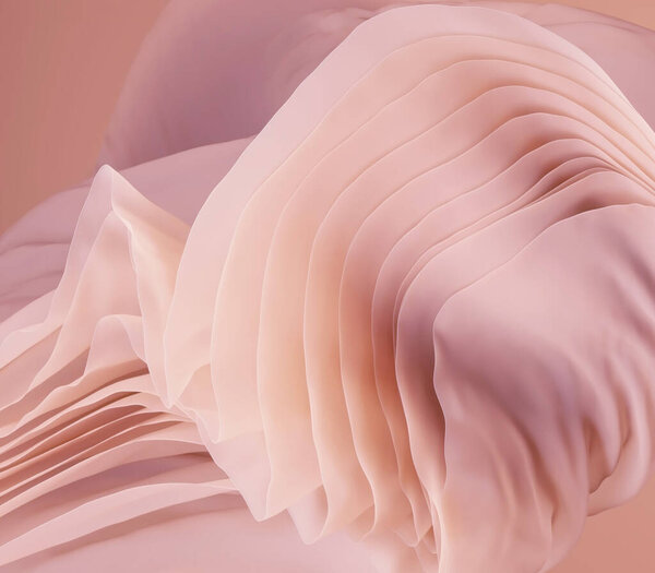 Render Abstract Background Many Layers Delicate Pink Waving Veil Cloth Stock Picture