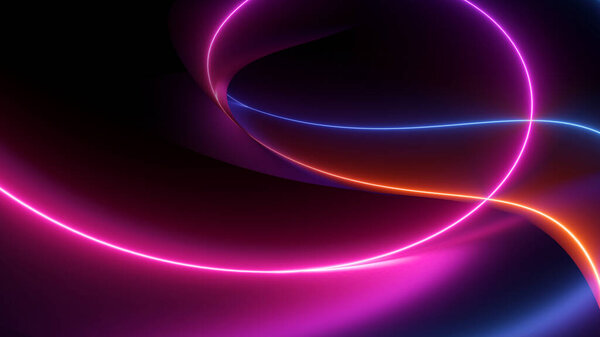 Render Abstract Black Background Pink Blue Neon Lines Glowing Ultraviolet Royalty Free Stock Photos
