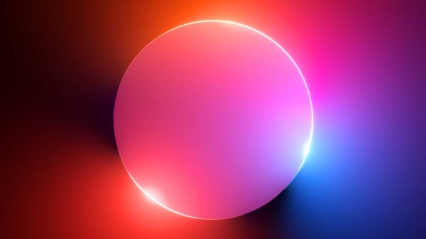 Render Abstract Colorful Neon Background Glowing Ring Simple Geometric Shape Royalty Free Stock Photos