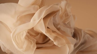 3D rengarenk, soyut bej arkaplan, narin sallanan peçe, yüzen kumaş, buruşuk ipeksi kumaş, kumaş makroyla dalgalı moda duvar kağıdı.