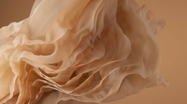 3D görüntüleme, soyut arkaplan bej kumaşlı dalgalı katmanlar, eski moda duvar kağıdı