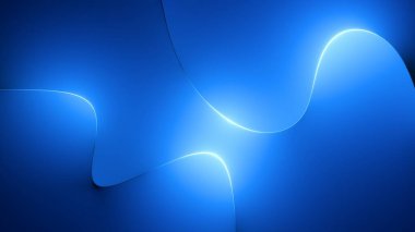 3d rendering, abstract modern minimal wallpaper with wavy lines glowing over the blue background