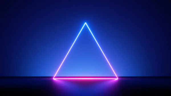 Render Abstract Neon Background Blank Fluorescent Triangular Frame Simple Geometric — Stockfoto