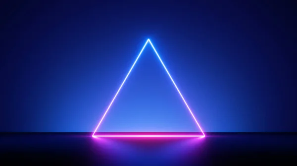 Render Abstract Neon Background Blank Fluorescent Triangular Frame Simple Geometric — 图库照片