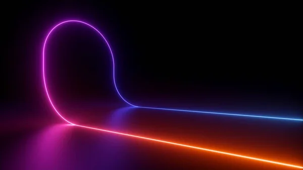 Vykreslování Abstraktní Neonové Pozadí Křivka Zářící Barevným Světlem Ultrafialovém Spektru — Stock fotografie