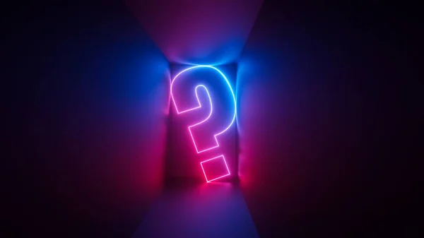 Render Abstract Background Question Mark Simple Symbol Square Box Glowing — Stockfoto