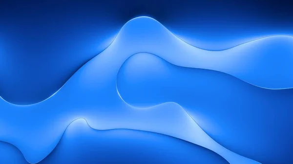 3Dレンダリング 液体の形をした抽象的な青の背景 — ストック写真