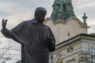 Lviv, Ukrayna - Şubat 2022: Lviv 'deki Taras Shevchenko Anıtı.