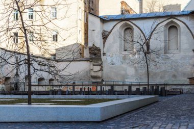 LVIV, UKRAINE - Şubat 2022 Sinagog Altın Gül Harabeleri.