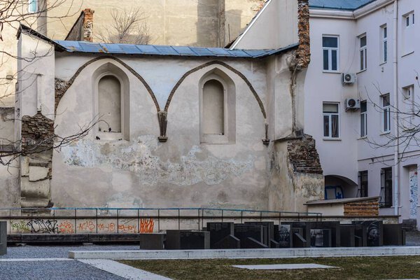 LVIV, UKRAINE - FEBRUARY, 2022: Ruins of Synagogue Golden Rose.