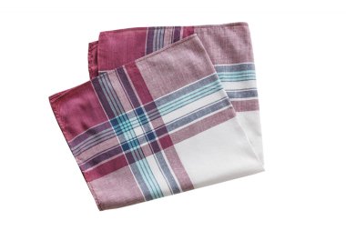 Beyaz arka planda izole edilmiş erkekler için klasik soyulmuş pamuk mendil.