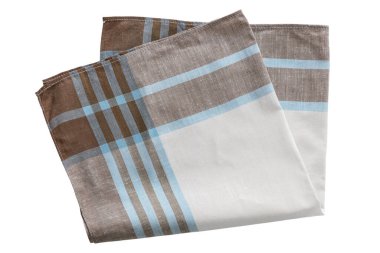 Beyaz arka planda izole edilmiş erkekler için klasik soyulmuş pamuk mendil.