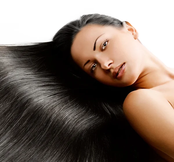 健康な長い光沢のある髪を持つ女性 — ストック写真