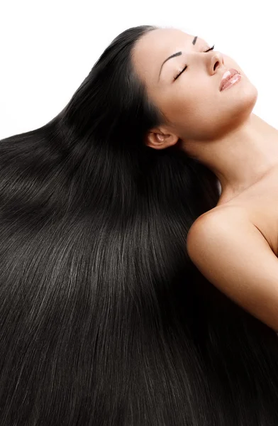 Mujer con cabello largo y brillante saludable —  Fotos de Stock