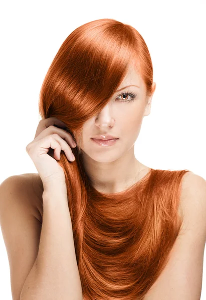 Mujer de pelo largo y rojo — Foto de Stock