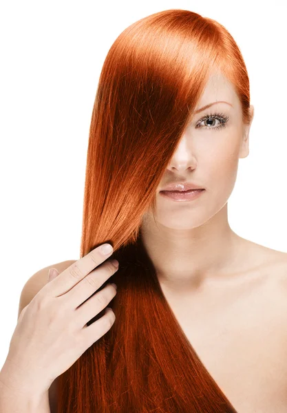 Woman with long red hair Stock Image