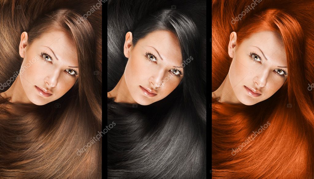 Collage Of A Beautiful Young Woman With Long Natural Straight Hair
