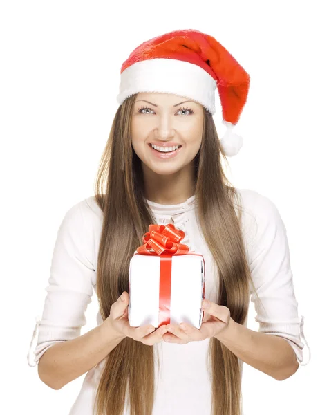 Hermosa chica joven con regalo de Navidad —  Fotos de Stock