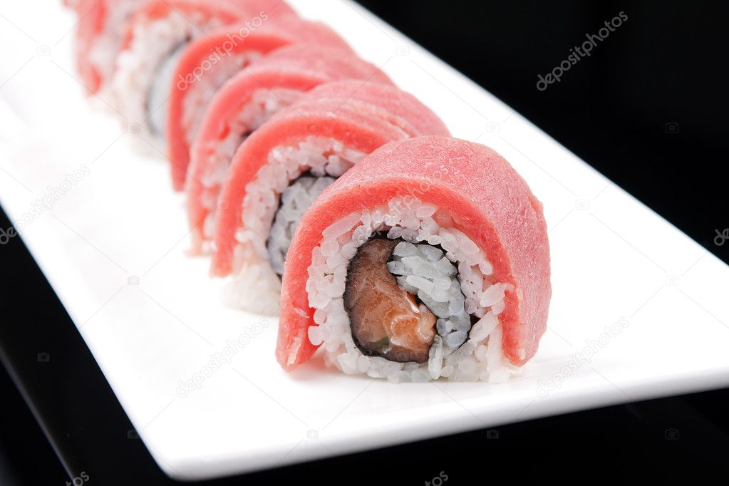 Close-up of a Japanese sushi rolls