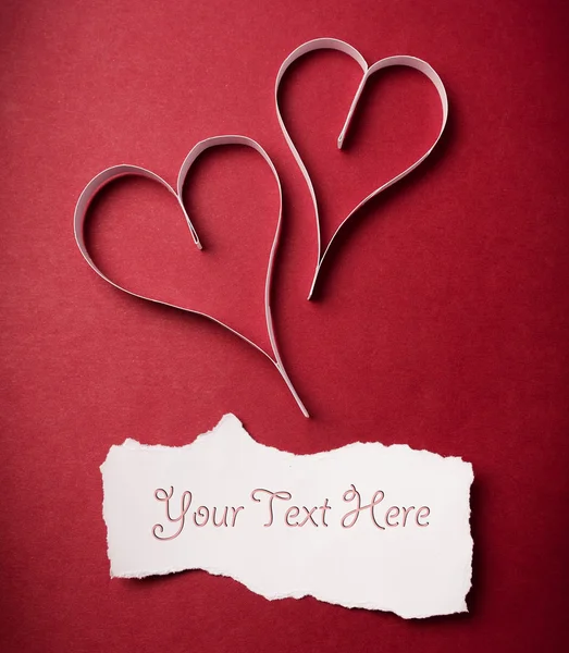 Two valentine's paper hearts — Stock Photo, Image
