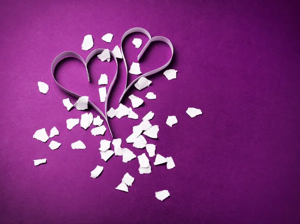 Valentine's decoration of two paper hearts — Stock Photo, Image