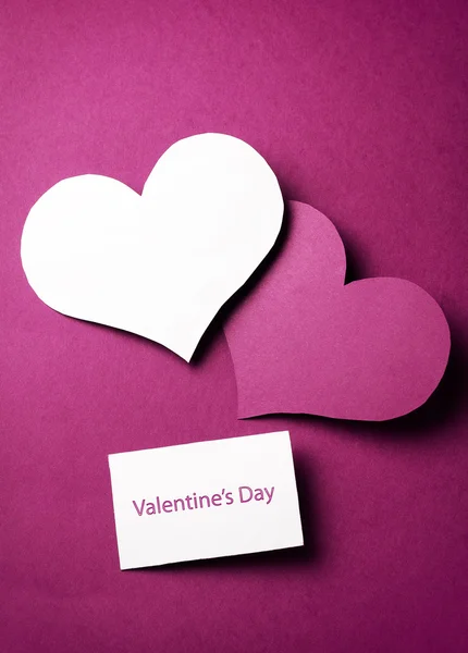 Dois corações de papel de Valentim — Fotografia de Stock